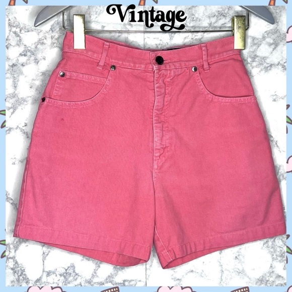 ⭐️ Best American Clothing 90s Pink Salmon High Waist Colorful Denim Shorts JRS 1 - Picture 8 of 8